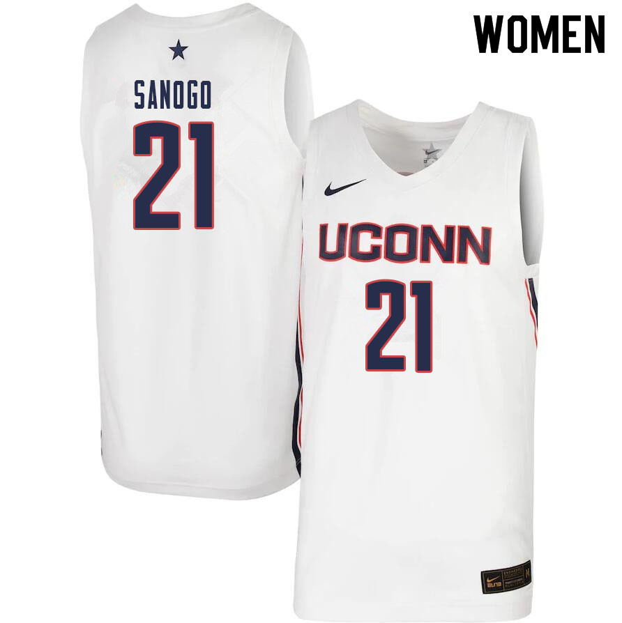 Women #21 Adama Sanogo Uconn Huskies College Basketball Jerseys Sale-White - Click Image to Close